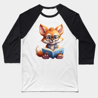 Fox with Book Baseball T-Shirt